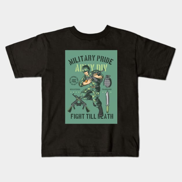 Soldier Fight till Death Kids T-Shirt by BK55